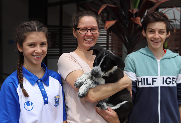 Huey with his new family Magali, Alicia and Jimmy